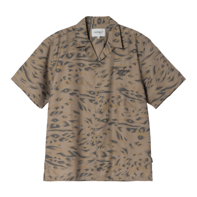 Carhartt WIP S/S Travon Shirt in Duck Feather Print, Cypress