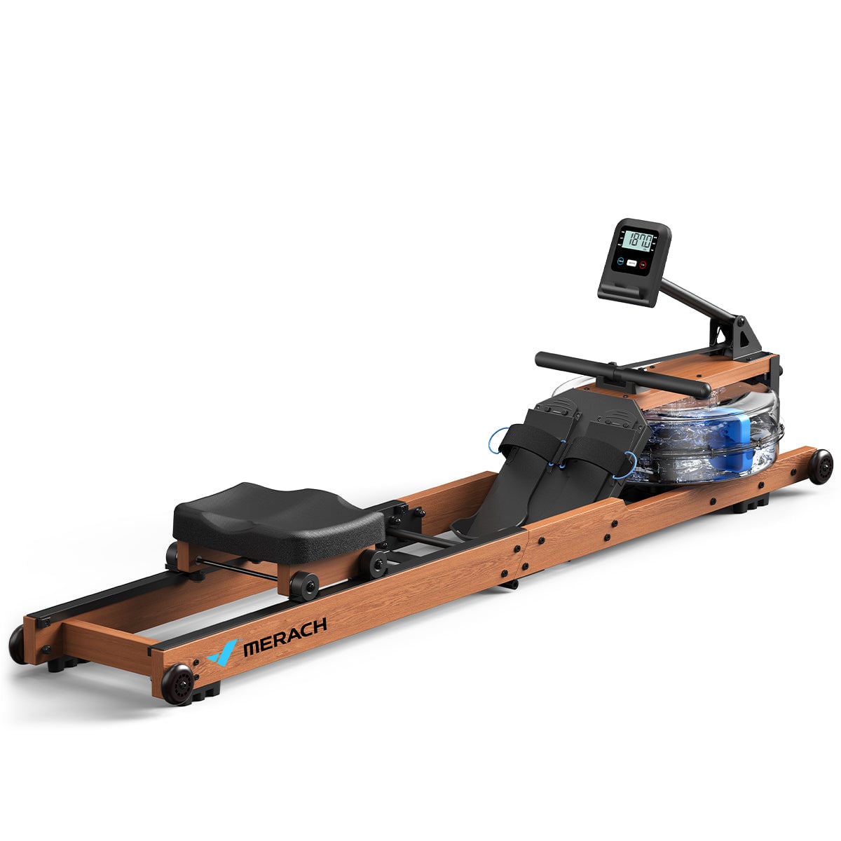 Merach R28R1 water rowing machine with foldable wood frame