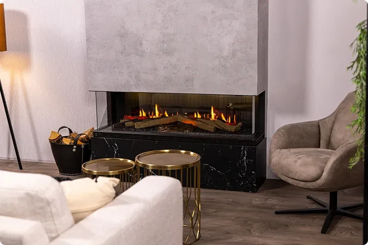 Outdoor Fire Pits That Actually Impress – A Buyer’s Guide to Garden Fireplaces in 2026 Three-sided built-in electric fireplace as room divider centrepiece