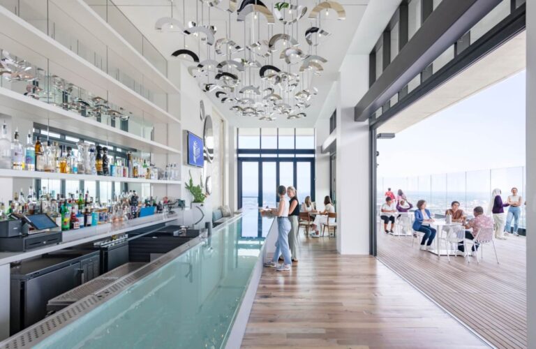 The Best Date Night in Boston Is 52 Floors Above Street Level Stratus rooftop bar at View Boston with panoramic sunset views